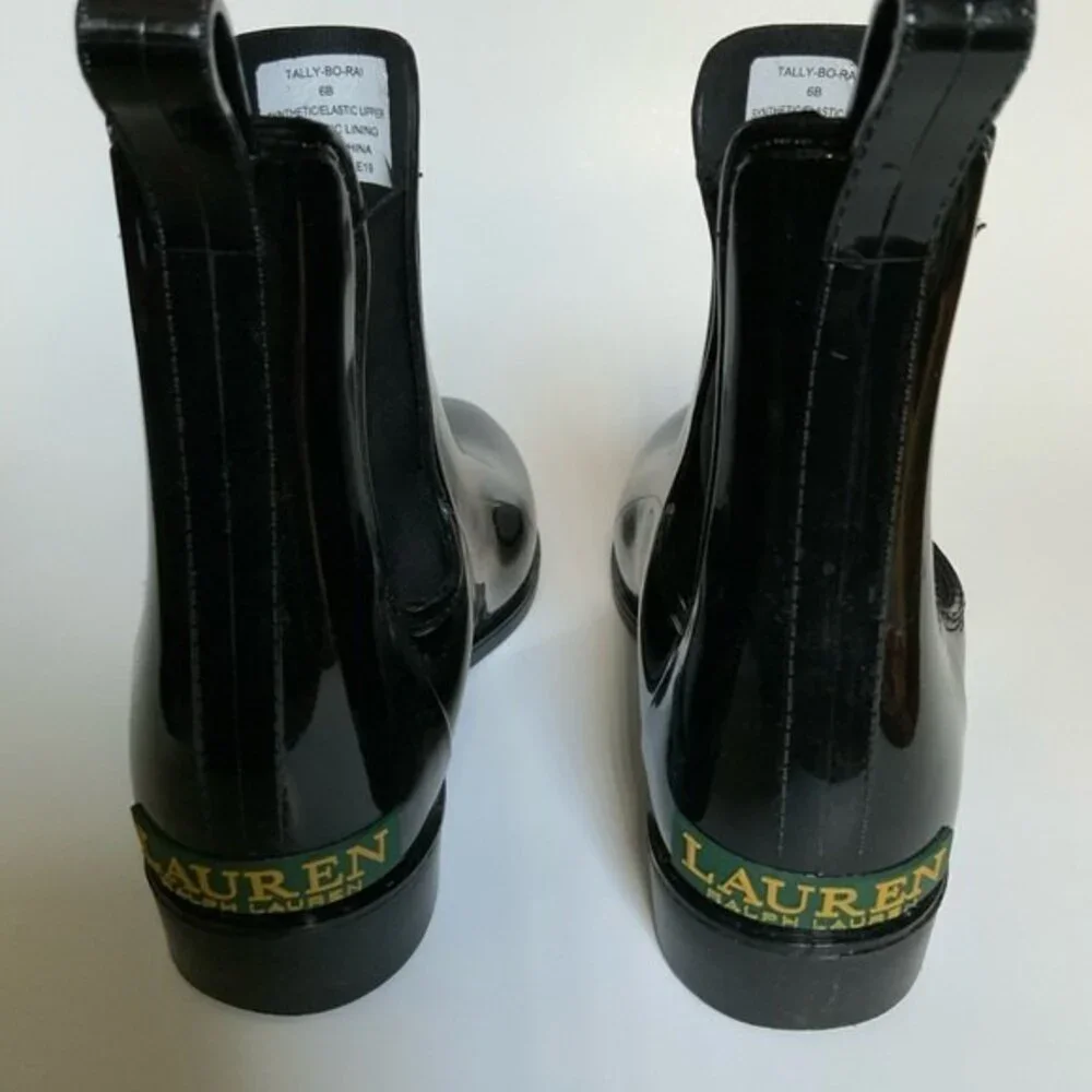 Lauren Ralph Lauren Tally Ankle Waterproof Rain Boots Black 6